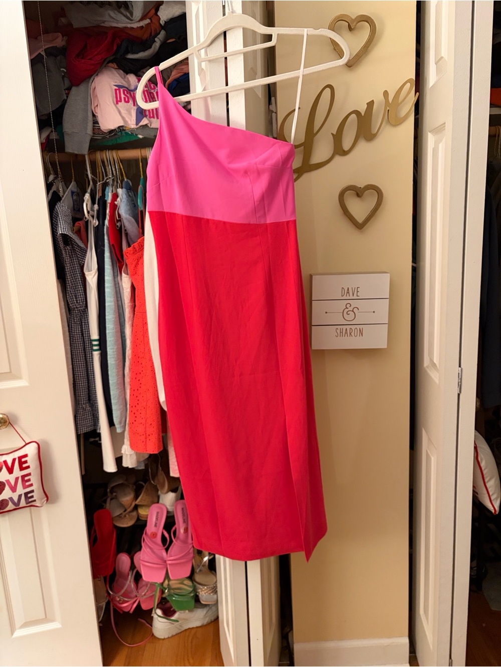 Petal & Pup Two-Tone Pink One-Shoulder Midi Dress - Picture 2 of 2